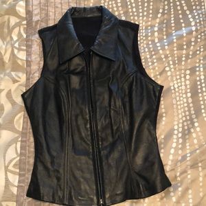 Black leather vest